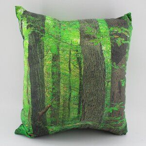 13.5" Green Reflective Tree Pillow made crisscross style in reverse side.